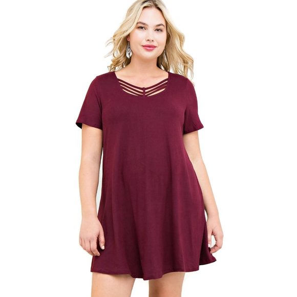 entro Dresses & Skirts - Entro Modal Strappy Tee Shirt Dress, Wine